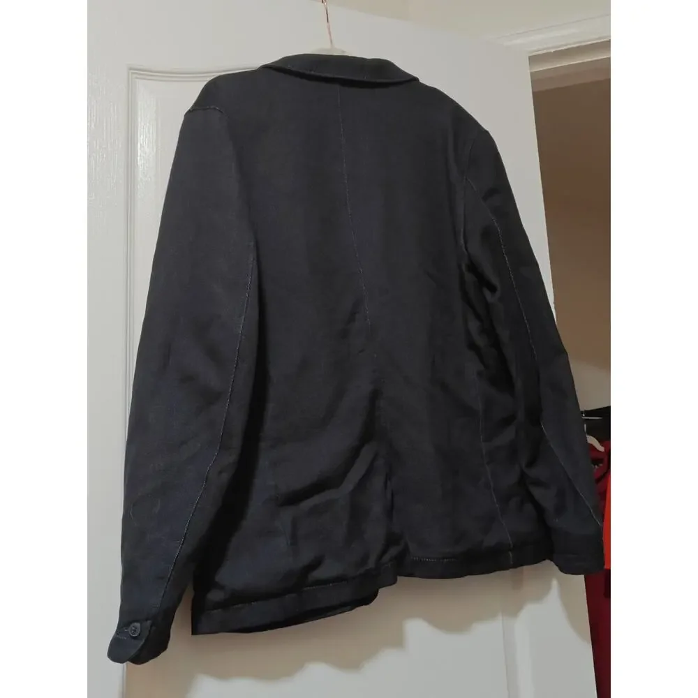 Calvin Klein Jeans Black Cotton Twill Zip Jacket Sz XL Minimalist EffortlessChic